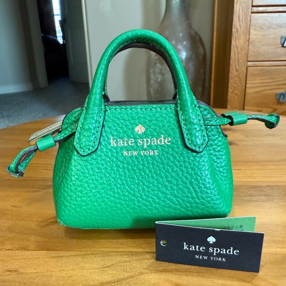 Kate Spade Green Bean Mini Key Fob Dumpling  Bag Never Used Miniature Handbag